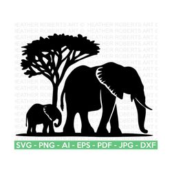 Elephants SVG, Cute baby elephant SVG, Elephant Silhouette, Animal silhouette, Cut File for Cricut, Iron Vinyl, Silhouet