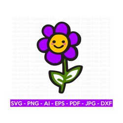 Flower SVG, Floral Decoration SVG, Layered Flower svg, Flowers SVG, Flower with Stem svg, Smiling Flower svg, Cricut Cut
