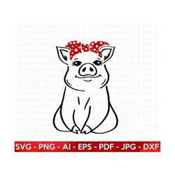 Pig with Bandana SVG, Pig SVG, Piglet SVG, Farm Piglet svg, Farmhouse Sign, Farmhouse Decor svg, Pig svg, Farm Life, Cut