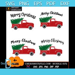 Merry Christmas Truck Bundle Svg, 4 Files of Christmas Truck svg