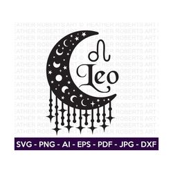 Leo SVG, Leo Zodiac Moon Svg, Zodiac Signs SVG, Astrology Signs svg, Zodiac Symbols svg, Constellation Signs svg,Cut Fil