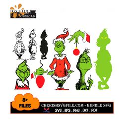 Funny Christmas Funny Grinch Bundle Svg, 8 Files Of Christmas Grinch svg