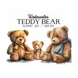 watercolor teddy bear clipart, teddy bear cute clip art, card making clipart, digital paper clipart,watercolor illustrat
