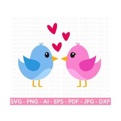 Love Birds SVG, Pink Bird SVG, Blue Bird SVG, Birds svg, Cute Birds svg, Bird Clipart, Birds Decor, Cut File for Cricut,