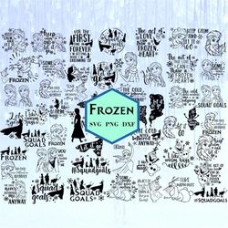 50 FrozenSvg Bundle SVG PNG DXF Clipart FrozenDigital Download Elsa Olaf Anna Frozen Instant Download
