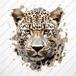 Beauty Leopard Png Sublimation Design Hand-painted Leopard Png Leopard Portrait Png Wildlife Png Leopard Clip Art Animal