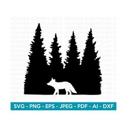 Fox in the Forest SVG, Fox Silhouette SVG, Wilderness svg, Woods svg, Animal svg, WIld Animals Svg, Jungle Svg, Cut File