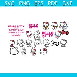 Hello Kitty svg, Kitty alphabet clipart, Party font, Decoration bundle, bundle file, svg