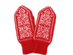 Norwegian mittens women's hand knitted winter mittens with snowflake and bird Merino wool Christmas mittens gift for Her