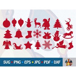 22 Christmas Silhouette SVG Bundle, Christmas Decoration SVG, Christmas Ornaments, Christmas Earrings Cut Files svg png