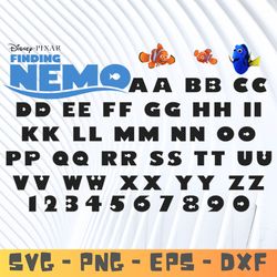 Finding Nemo Font SVG, Nemo Font Alphabet, Finding Nemo Font Canva, Star Wars Font PNG For Cricut, Finding Nemo Letters