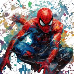 spiderman superhero design, hero kid shirt, watercolor, digital, clip art, transfer, shirt, printable, print, download