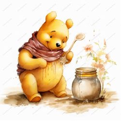 Bear with Honey Jar Png, Honey Bear Png, Cartoon Bear Png, Bee Sublimation, Honey Bear Watercolor Digital Clip Art, Inst