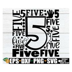 Number 5 svg, 5th Birthday svg, 5th Birthday Boy Shirt svg, 5th Birthday Shirt SVG, Fifth Birthday svg,Number 5 Word Art