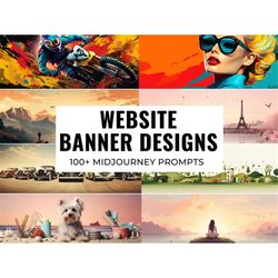 100 Website Banner Designs Midjourney Prompts, AI Art, Midjourney Prompt, Midjourney AI Art, Learn Midjourney, Digital A