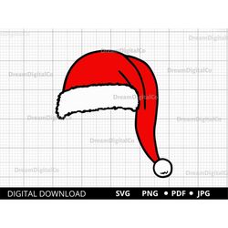 santa hat svg, christmas hat svg, santa claus hat, xmas clipart, christmas santa hat cut file instant download - png
