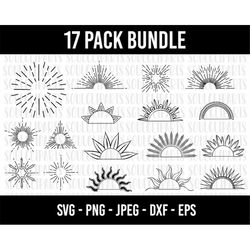 COD174-Sunburst SVG Bundle/ Svg Bundle/Vintage Sunbursts Half/Heart SVG/Sketch/Hand-drawn clipart /sunshine svg/Cut File