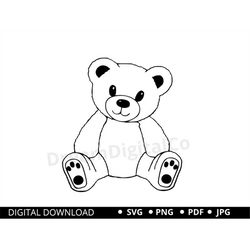 teddy bear svg png newborn svg bear clipart teddy bear outline svg teddybear svg for cricut silhouette ut files
