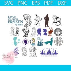 Frozen, Bundle file, Frozen character, Elsa, Anna, Princess, winter, disney, disneyland, svg