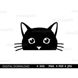 Cat Face Svg, Cute Cat, Peeking Cat, Cute Cat cut file, Kawaii Cats, Kitten Face, Whiskers, Instant Digital Download - P