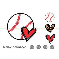 baseball heart svg, baseball softball heart svg, softball svg, sports svg, softball love heart cut files, clip art, base