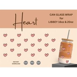 16oz | 20oz hearts pattern glass can svg, beer can glass svg heart, coffee cup svg, glass can wrap, valentine svg cut fi