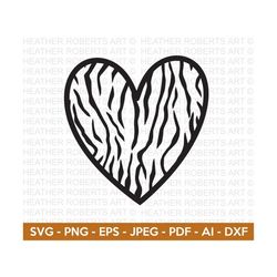 Tiger Pattern Heart Svg, Heart SVG, Hand-drawn Heart svg, Valentine Heart svg, Heart Shape, Patterned Heart, Cut Files C