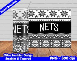 Nets Tumbler Design PNG, 20oz Skinny Tumbler Sublimation Template, Basketball Nets, Straight and Tapered Design,