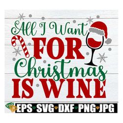 All I Want For Christmas Is Wine, Funny Christmas Shirt SVG, Funny Christmas Decoration svg png, Funny Christmas Door Si