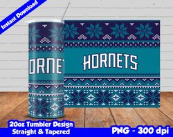 Hornets Tumbler Design PNG, 20oz Skinny Tumbler Sublimation Template, Basketball Hornets, Straight and Tapered Design,