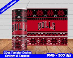 Bulls Tumbler Design PNG, 20oz Skinny Tumbler Sublimation Template, Basketball Bulls, Straight and Tapered Design,