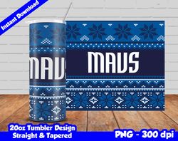 Mavericks Tumbler Design PNG, 20oz Skinny Tumbler Sublimation Template, Basketball Mavs, Straight and Tapered Design,