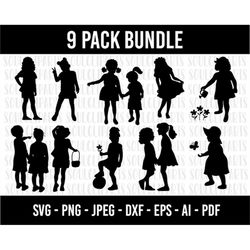 COD908- Girls and Boys svg, Boy Svg, Girl Svg, Children Silhouette, Family clipart, People Svg, Family svg, People Symbo