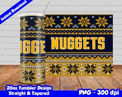Nuggets Tumbler Design PNG, 20oz Skinny Tumbler Sublimation Template, Basketball Nuggets, Straight and Tapered Design,