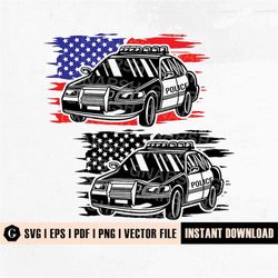 US Police Car Svg | Police Car Clipart | Police Patrol Svg | Police Car Illustration | Police Car Stickers | Cop SVG | P