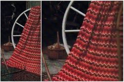 Digital | Vintage Crochet Pattern Afghan Ripple Fall Leaves | Country Home Decor | English PDF Template