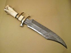 Beautifull Custom Handmade Damascus Steel Hunting Bowie Knife,