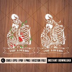 Skull Lovers Svg | Skeleton couple | Skeletons Kissing | Skull Silhouette | Skull Clipart | Skull Lovers | Bones Of Huma