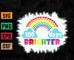 100 Days Brighter Teacher Student 100 Days Smarter Svg, Eps, Png, Dxf, Digital Download