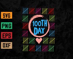 100 Days Smarter Counting Tally Marks 100Th Day Of School Svg, Eps, Png, Dxf, Digital Download