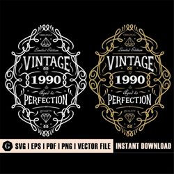 30th Birthday Shirt | 30th Birthday Svg | 1990 Aged to perfection | Vintage 1990 Svg | Aged to Perfection Svg | 30th Bir