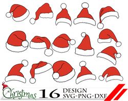 Santa Claus Hats Christmas SVG, PNG, DXF, PDF, JPG,...