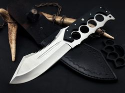 Custom Handmade D2 Steel Hunting Bowie Knife, Micarta Handle With Leather Sheath hand forged hunting outdoor mk6161m