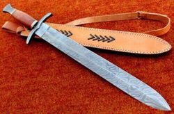 Damascus Steel Viking Sword with Rosewood Mastery - Perfect Christmas Gift for History Buffs