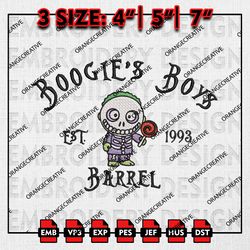 Barrel Boogie's Boys Est Embroidery files, Nightmare Before Christmas Embroidery, Halloween Machine Embroidery Files