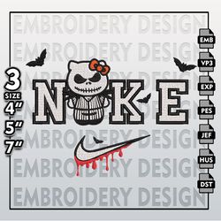 Halloween Embroidery Files, Nike Jack Skellington Hello Kitty Embroidery Designs, Machine Embroidery Designs