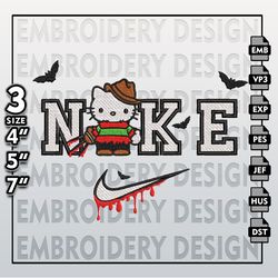 Scary Friends, Halloween Embroidery Files, Nike Freddy Krueger Hello Kitt Embroidery Designs, Machine Embroidery Designs