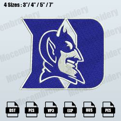 Duke Blue Devils Embroidery Designs, NCAA Logo Embroidery Files, Machine Embroidery Pattern, Digital Download