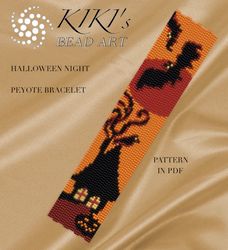 Peyote pattern peyote bracelet pattern Halloween night flowers Peyote pattern design 3 drop peyote PDF instant download