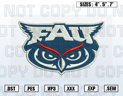 Florida Atlantic Owls Embroidery File, NCAA Teams Embroidery Designs, Machine Embroidery Design File